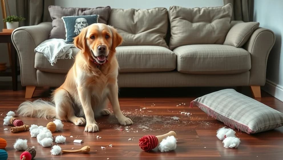 Varför biter hundar sönder saker när de är ensamma